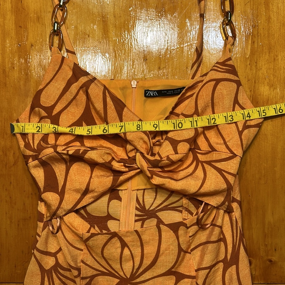 Zara Sleeveless Floral Print Chain Strap Midi Sun Dress - Picture 13 of 16